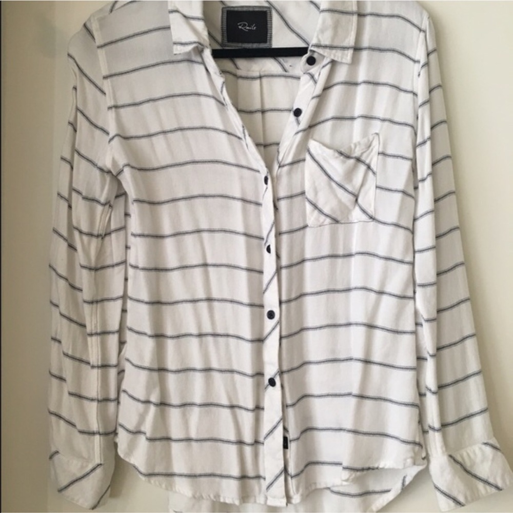 Rails white and blue soft button up